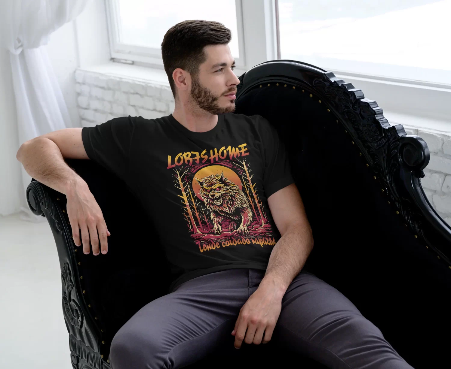 camiseta lobishome tende coidado rapazas mockup